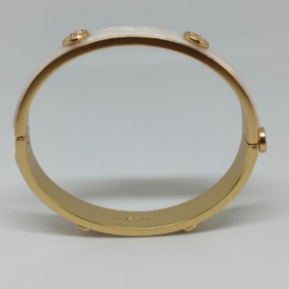 SOLD! Tory Burch Natural MOP & Matte Gold Bangle Style Bracelet - Picture 7 of 8